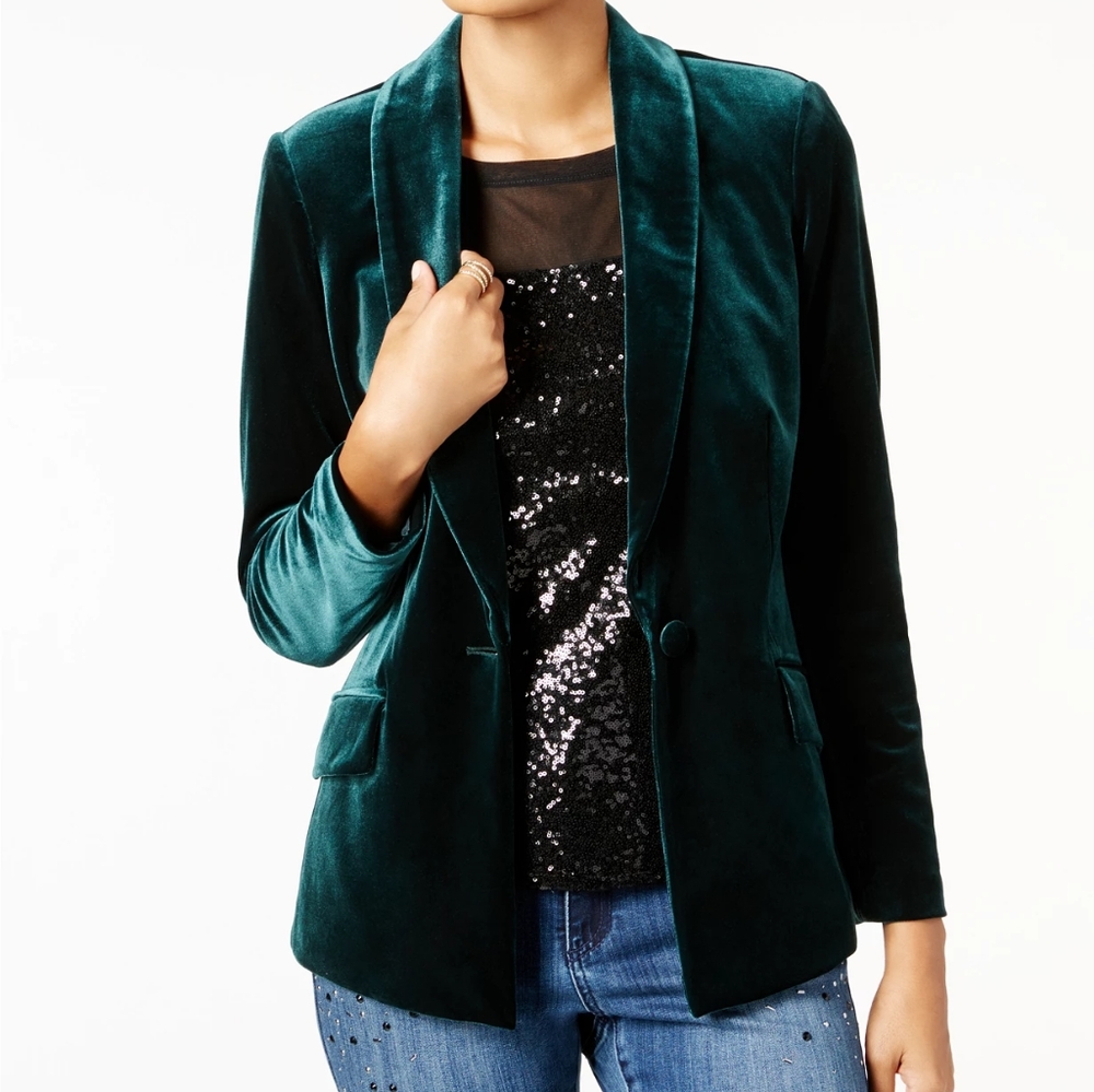 Forest Green Velvet Blazer